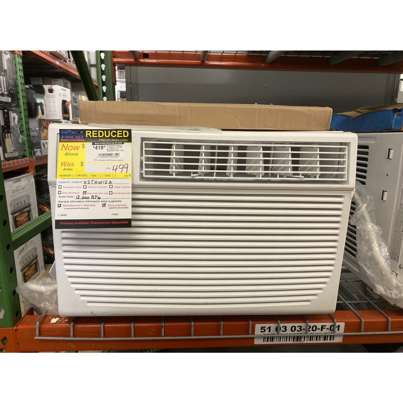 KSTHW12A Keystone - 550 Sq. Ft. 12,000 BTU Window Air Conditioner and 11,000 BTU Heater - White