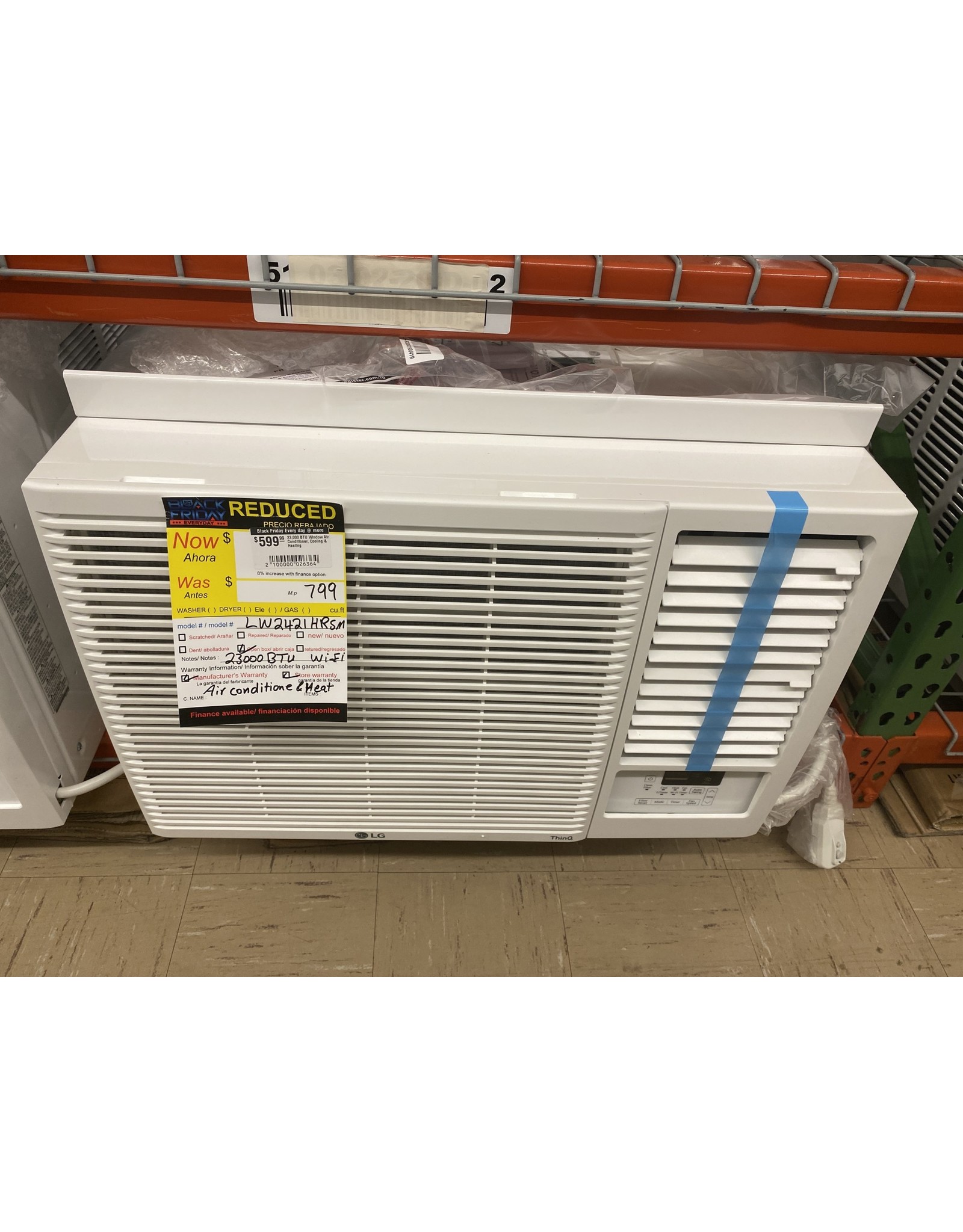 LG Electronics LW2416HR 23,000 BTU Window Air Conditioner, Cooling & Heating