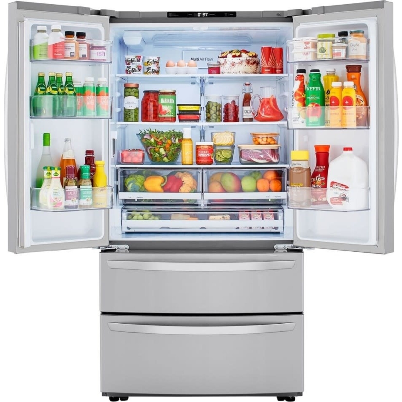 LG Electronics LMX528626S 27.8 cu. ft. 4 Door French Door Smart Refrigerator with 2 Freezer Drawers and Wi-Fi Enabled in Stainless Steel