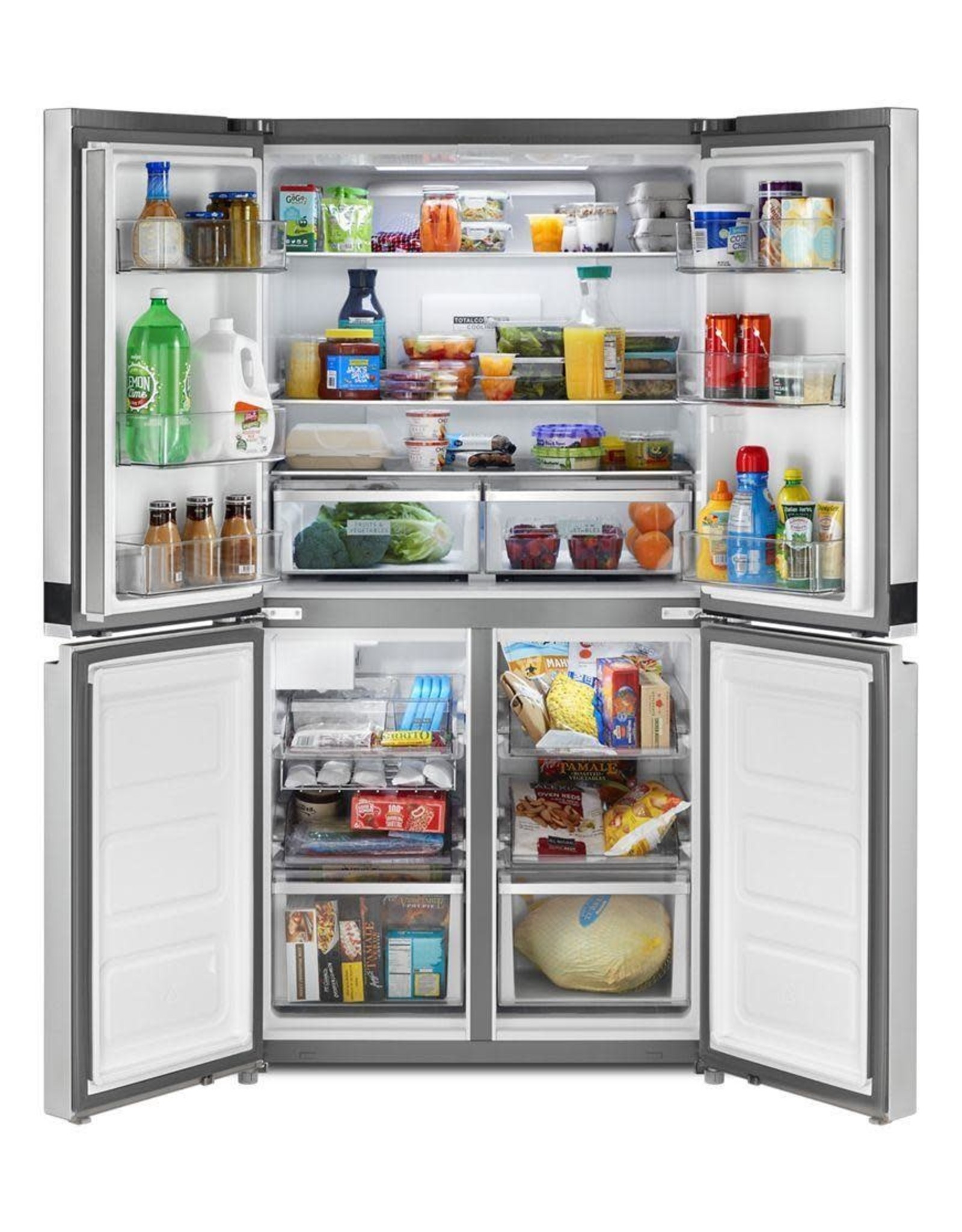 WHIRLPOOL WRQA59CNKZ  36 in. 19.4 cu. ft. 4-Door French Door Refrigerator in Fingerprint Resistant Stainless Steel, Counter Depth