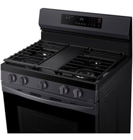 SAMSUNG NX60A6311SG 6.0 cu. ft. Smart Freestanding Gas Range with 18K BTU Dual Power Burner in Black Stainless Steel