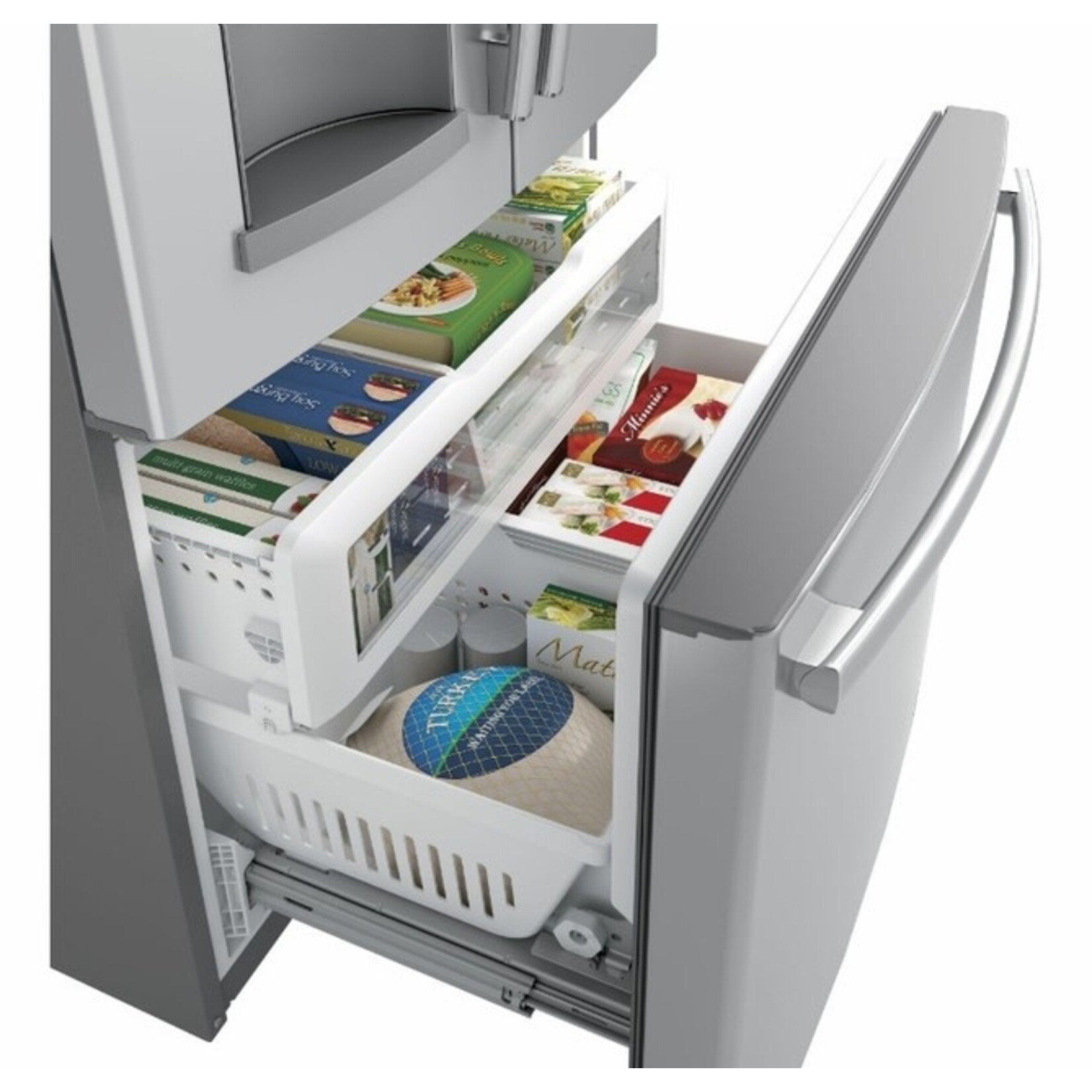 GE #GFE28GYNFS - GE® 27.7 cu. ft. French Door Refrigerator in Fingerprint Resistant Stainless Steel, ENERGY STAR