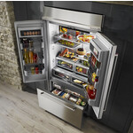 KitchenAid KBFN502ESS KAD No Frost Bottom - Built-in Refr Frez - 42" FRENCH DOOR, PLATINUM INTERIOR, STAI