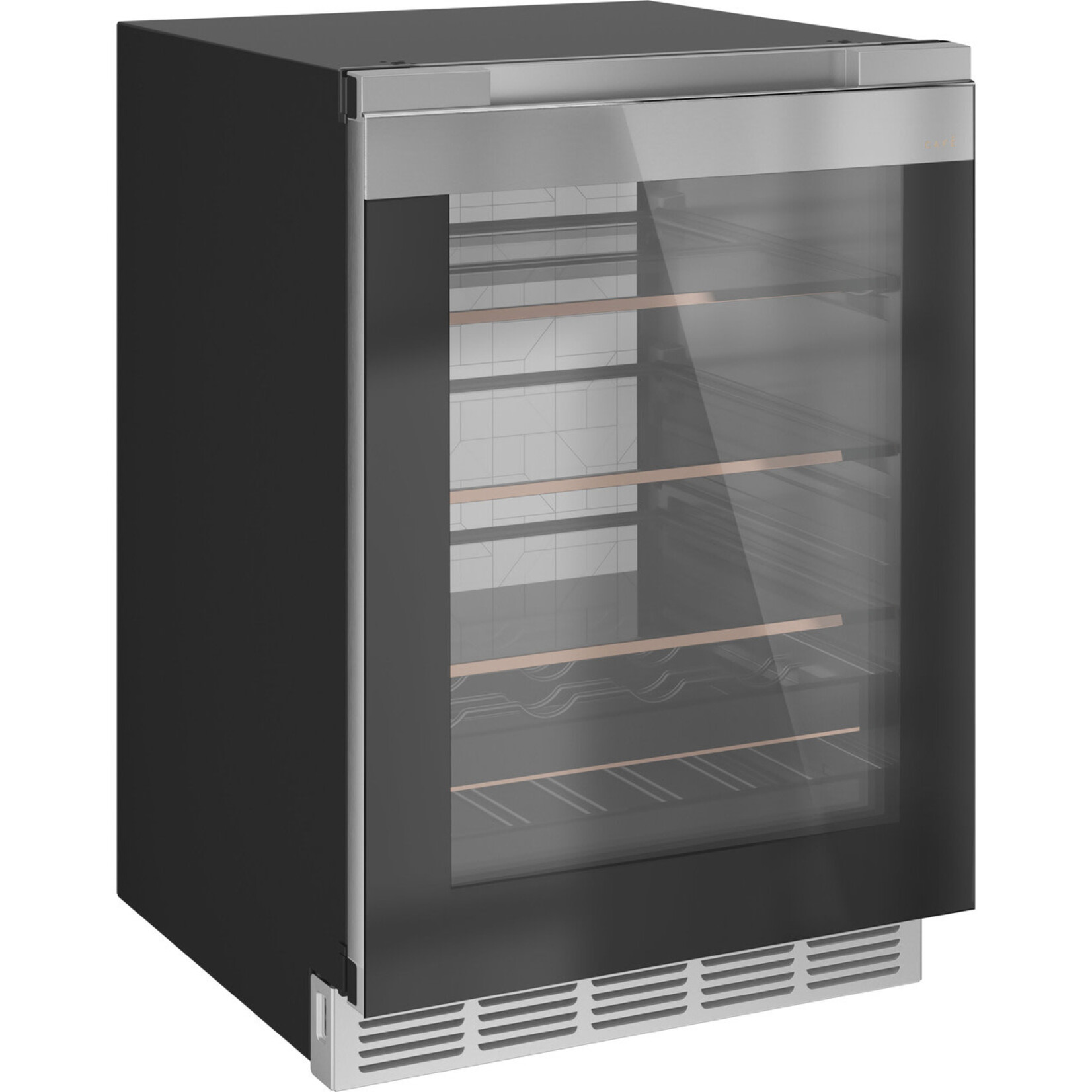 Café Appliances CCR06BM2PS5 Smart 24 in. 14-Bottle Wine and 126-Can Beverage Cooler in Platinum Glass