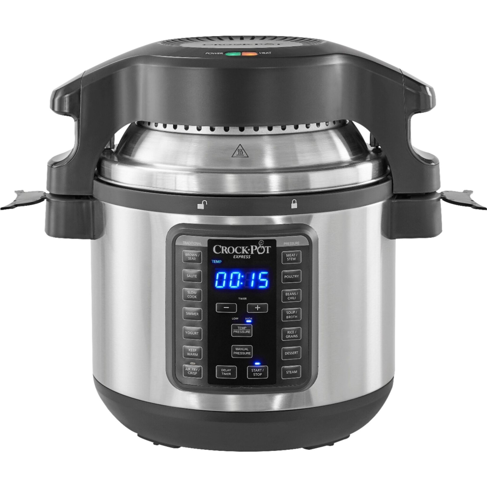 Crock-Pot® #Crock-Pot - 8-Qt. Express Crock Programmable Slow Cooker and Pressure Cooker with Air Fryer Lid - Stainless Steel
