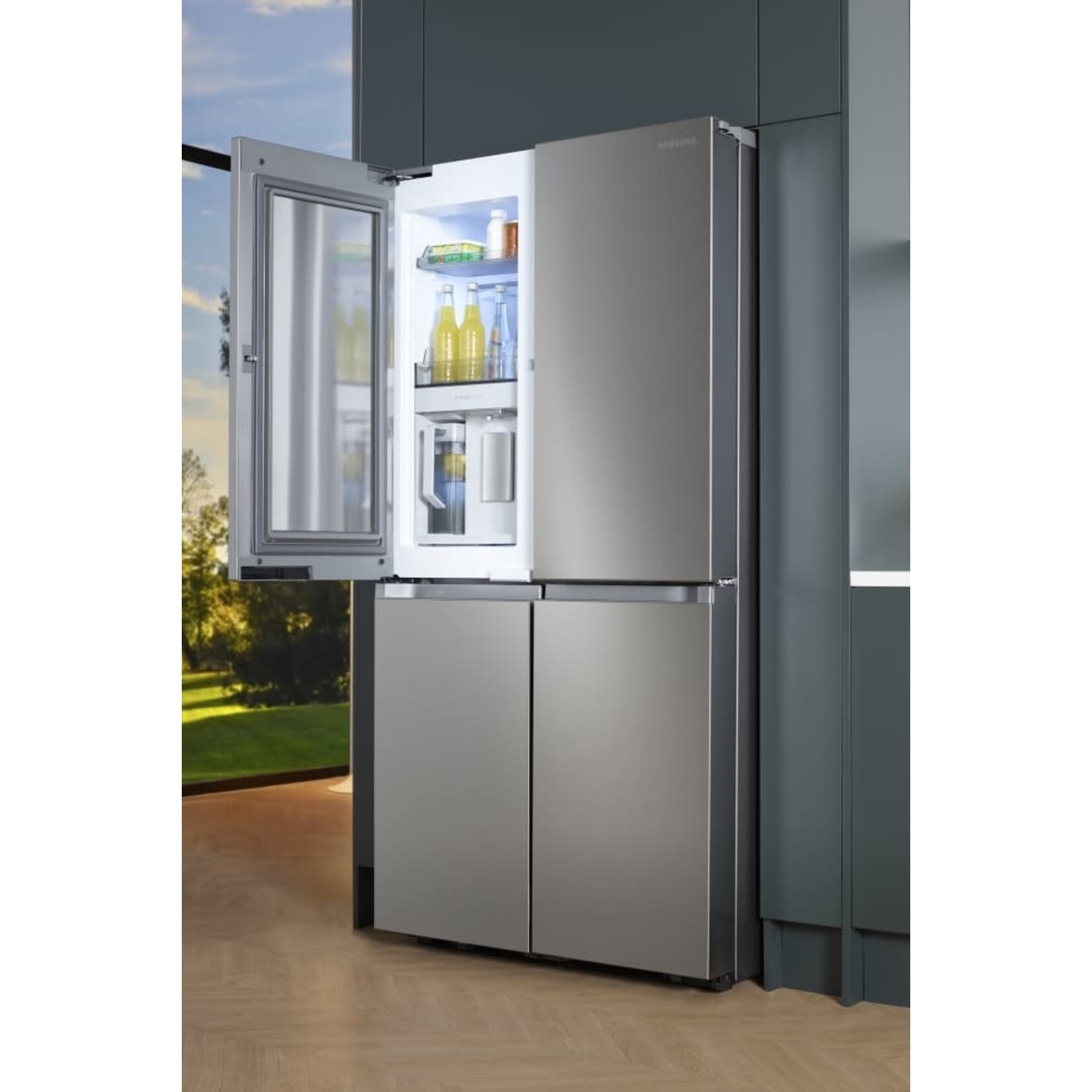 SAMSUNG #*RF29A9071SR  SAMSUNG 29.2 cu. ft. 4-Door Flex French Door Smart Refrigerator in Fingerprint Resistant Stainless Steel, Standard Depth