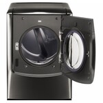 LG Electronics #DLEX9500K - LG 9.0 cu ft Mega Capacity Smart Front Control Electric Dryer w/ TurboSteam & Pedestal Compatible in Black Stainless Steel