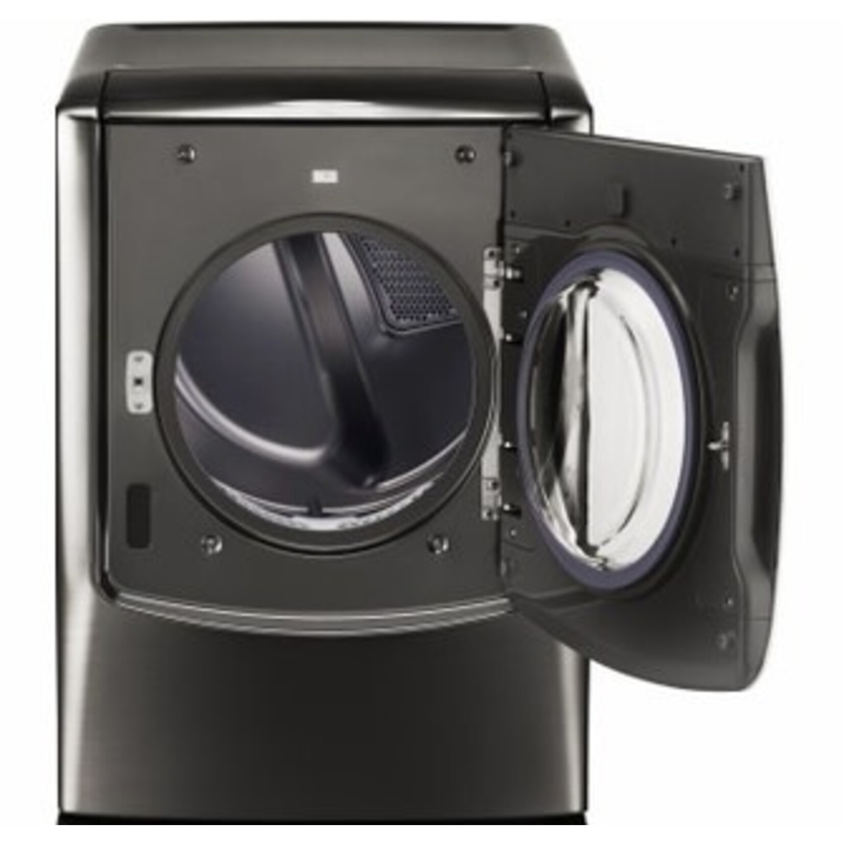 LG Electronics #DLEX9500K - LG 9.0 cu ft Mega Capacity Smart Front Control Electric Dryer w/ TurboSteam & Pedestal Compatible in Black Stainless Steel