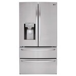 LG #LMXS28626S 27.8 cu. ft. 4 Door French Door Smart Refrigerator with 2 Freezer Drawers and Wi-Fi Enabled in Stainless Steel