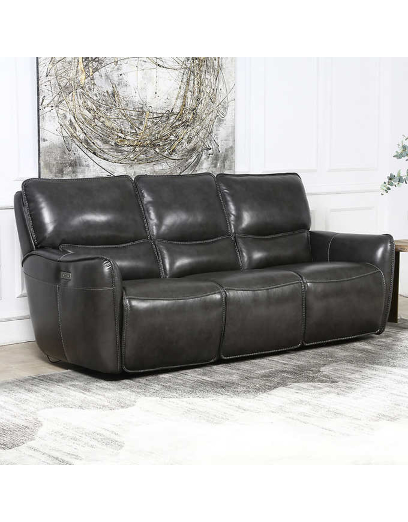1441814 Wayton Leather Power Reclining Sofa with Power Headrest
