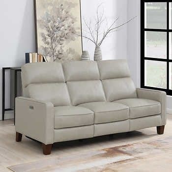 Jackston Leather Power Reclining Sofa with Power Headrest Black
