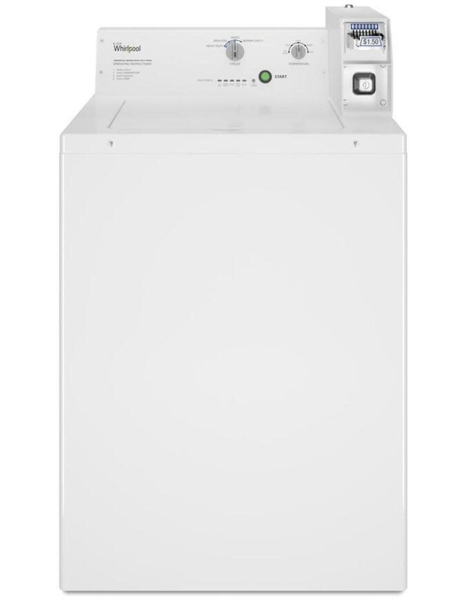 WHIRLPOOL CAE2745FQ  Whirlpool 3.3 cu. ft. White Commercial Top Load Washing Machine Coin Operated