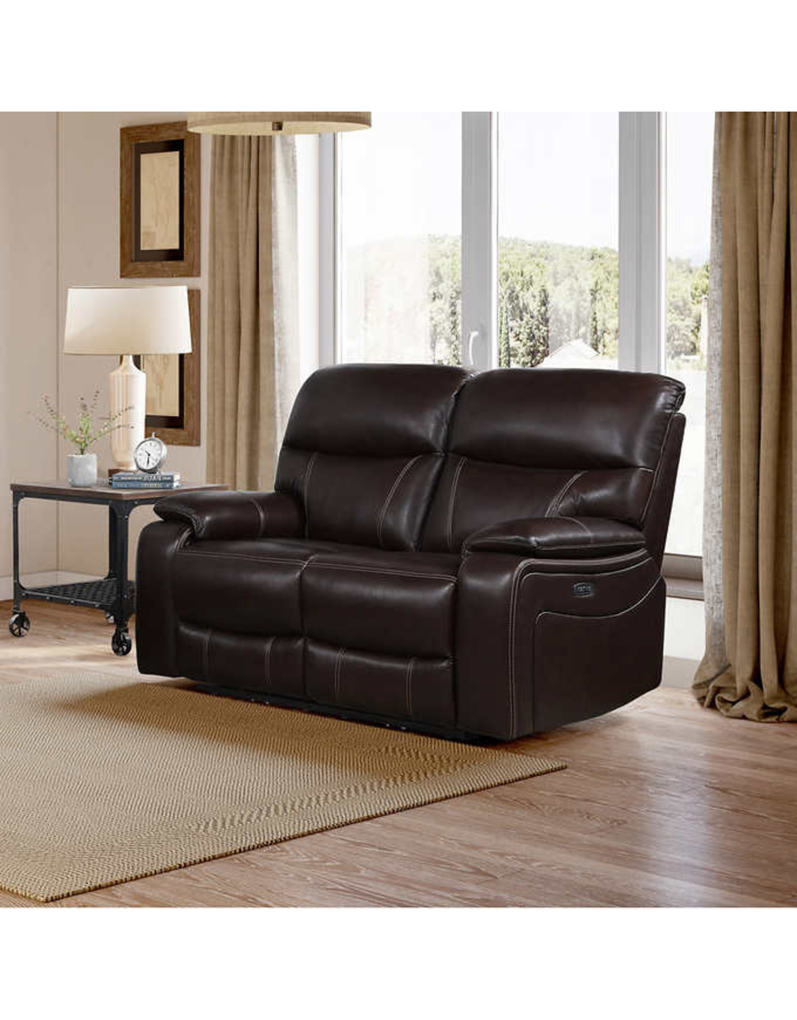 Fallon Fallon Leather Power Reclining Loveseat with Power Headrests