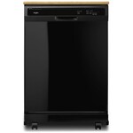 Whirlpool WDP370PAHB  24 in. Black Front Control Heavy-Duty Portable Dishwasher with 1 Hour Wash Cycle and 12-Place Settings, 64 dBA,