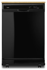 WHIRLPOOL WDP370PAHB  24 in. Black Front Control Heavy-Duty Portable Dishwasher with 1 Hour Wash Cycle and 12-Place Settings, 64 dBA,