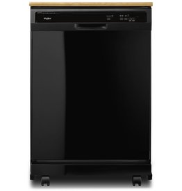 WHIRLPOOL WDP370PAHB  24 in. Black Front Control Heavy-Duty Portable Dishwasher with 1 Hour Wash Cycle and 12-Place Settings, 64 dBA,