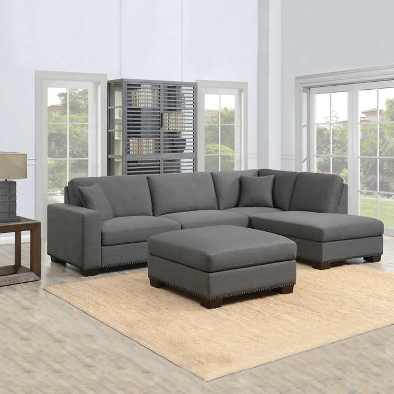 #1355974 - Thomasville Artesia Fabric Sectional with Ottoman