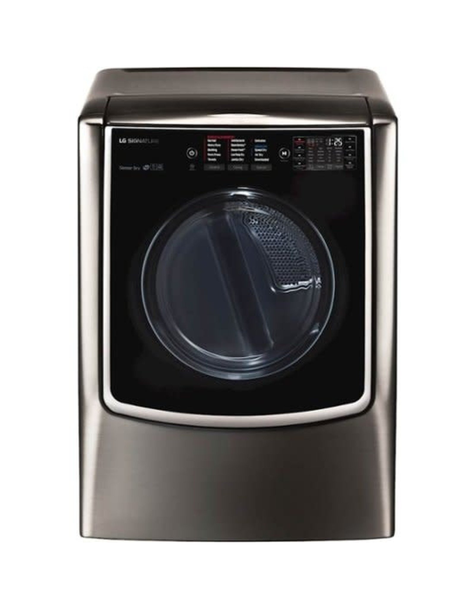 LG Electronics DLGX9501K 9.0 cu. ft. Mega Capacity Smart Front Load Gas Dryer with TurboSteam and Pedestal Compatible in Black Stainless Steel