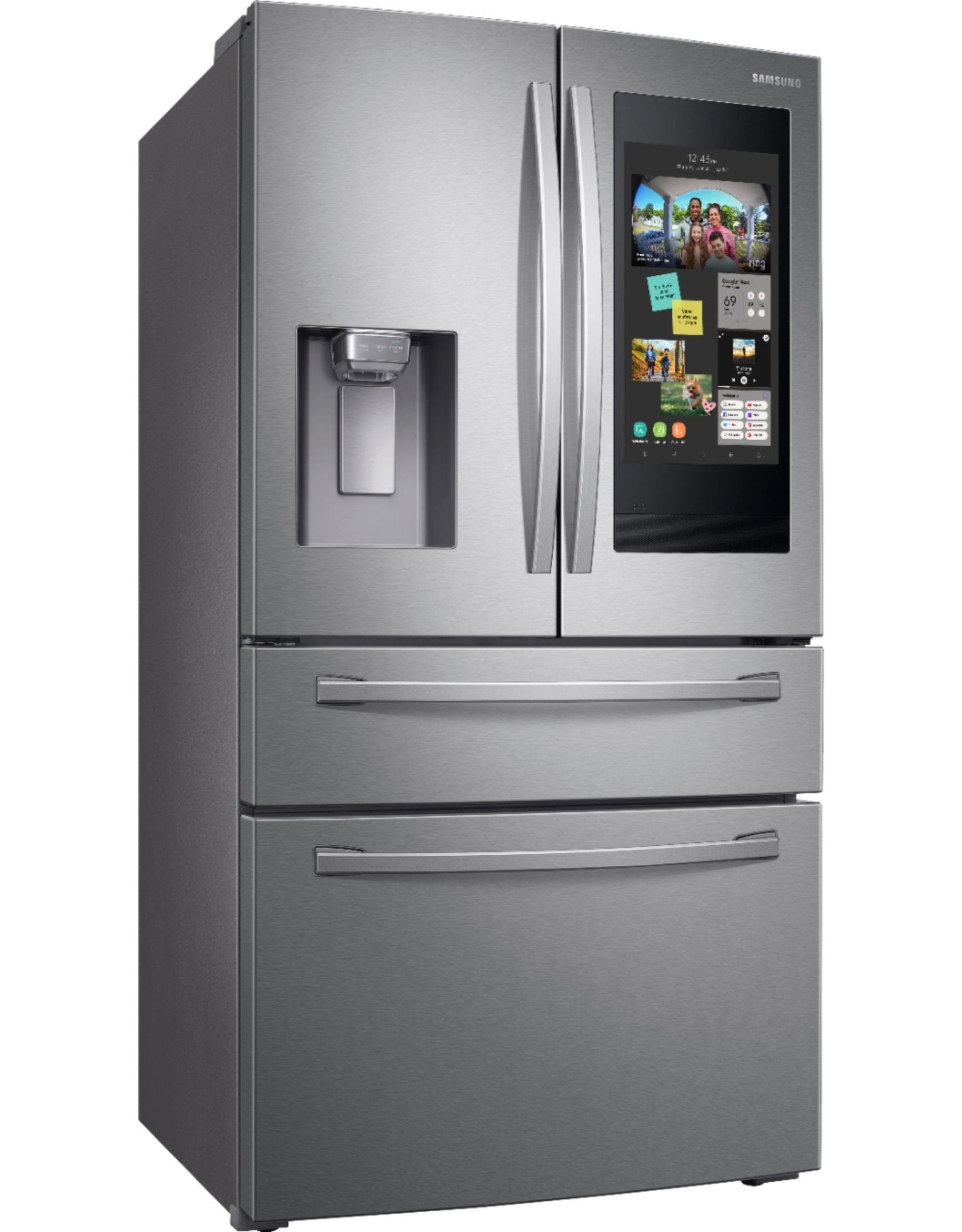 SAMSUNG ( RF28R7551SR Samsung 27.7 cu. ft. Family Hub 4-Door French Door Smart Refrigerator in Fingerprint Resistant Stainless Steel