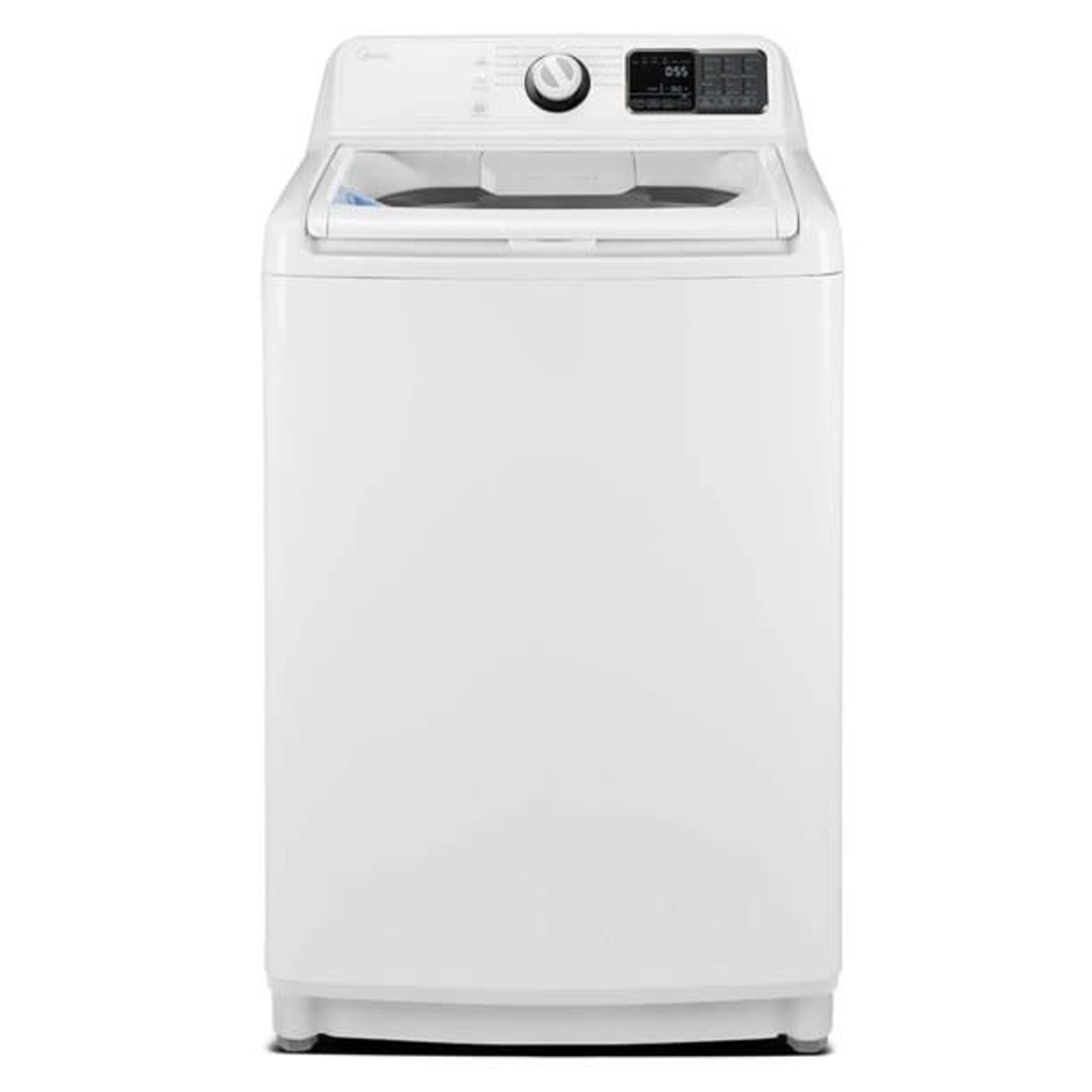 Midea MLV45N1BWW 27 Inch Top Load Washer with 4.5 Cu. Ft. Capacity, Two-Stage Dispenser, Soft Close Glass Lid, Water Plus, 10 Wash Cycles, Quick Wash, Delay Start, Extra Rinse, and Child Lock