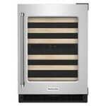 KitchenAid KUWR214KSB 24 in. Dual Zone 46- Bottle Built-In Undercounter Wine Cooler in Black Cabinet with Stainless Door