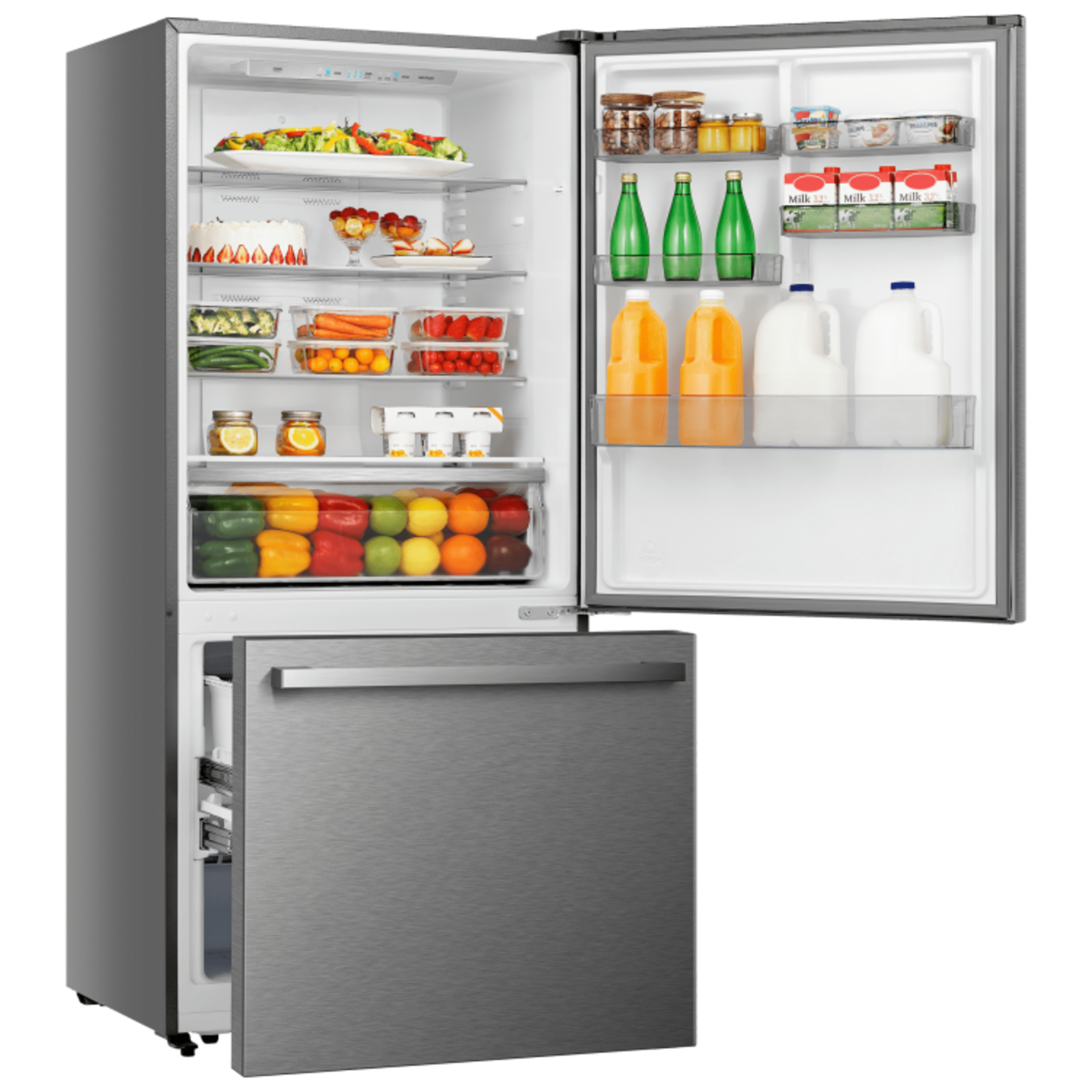Hisense HRB171N6ASE  Hisense HRB171N6ASE 17.2-cu ft Counter-Depth Bottom-Freezer Refrigerator in Stainless Steel