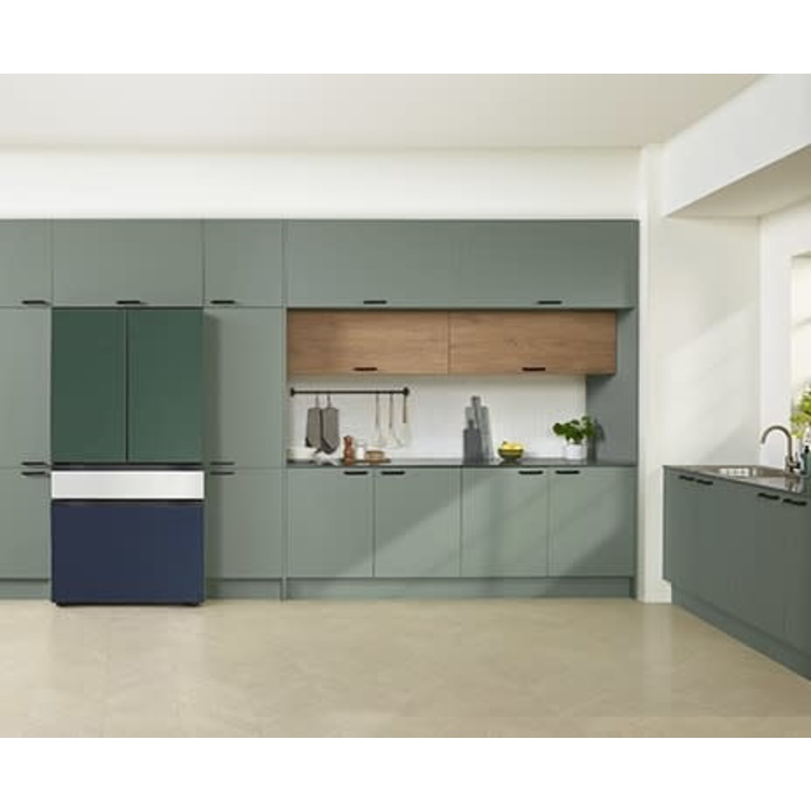 SAMSUNG RF29BB8600QL Bespoke 29 cu. ft. 4-Door French Door Smart Refrigerator with Beverage Center in Stainless Steel, Standard Depth
