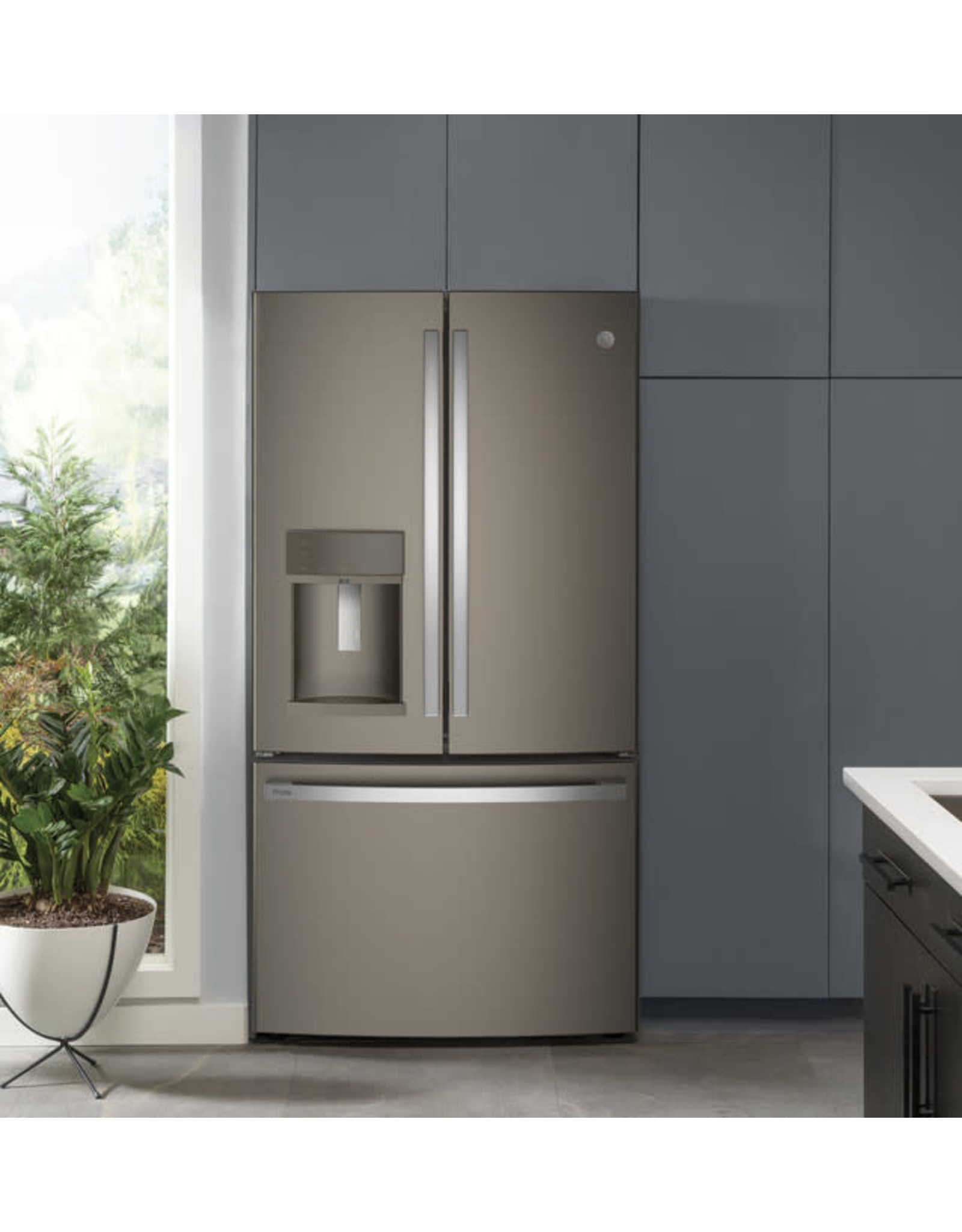 GE PROFILE Profile 27.8 cu. ft. French Door Refrigerator with Hands-Free Autofill in Slate, Fingerpint Resistant