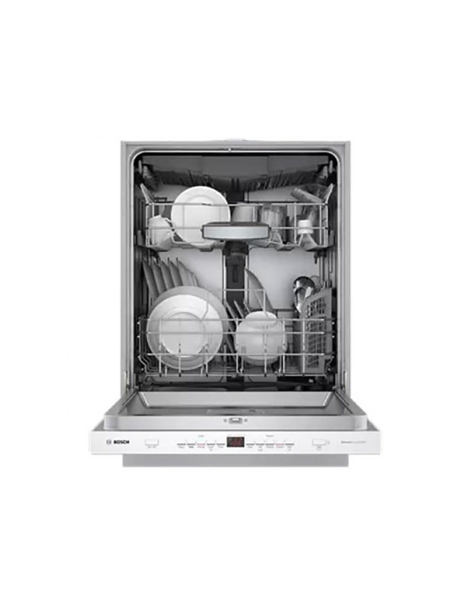 BOSCH SHPM65Z52N Bosch 500 Series Top Control Tall Tub Pocket Handle Dishwasher in White with Stainless Steel Tub, AutoAir, 44dBA