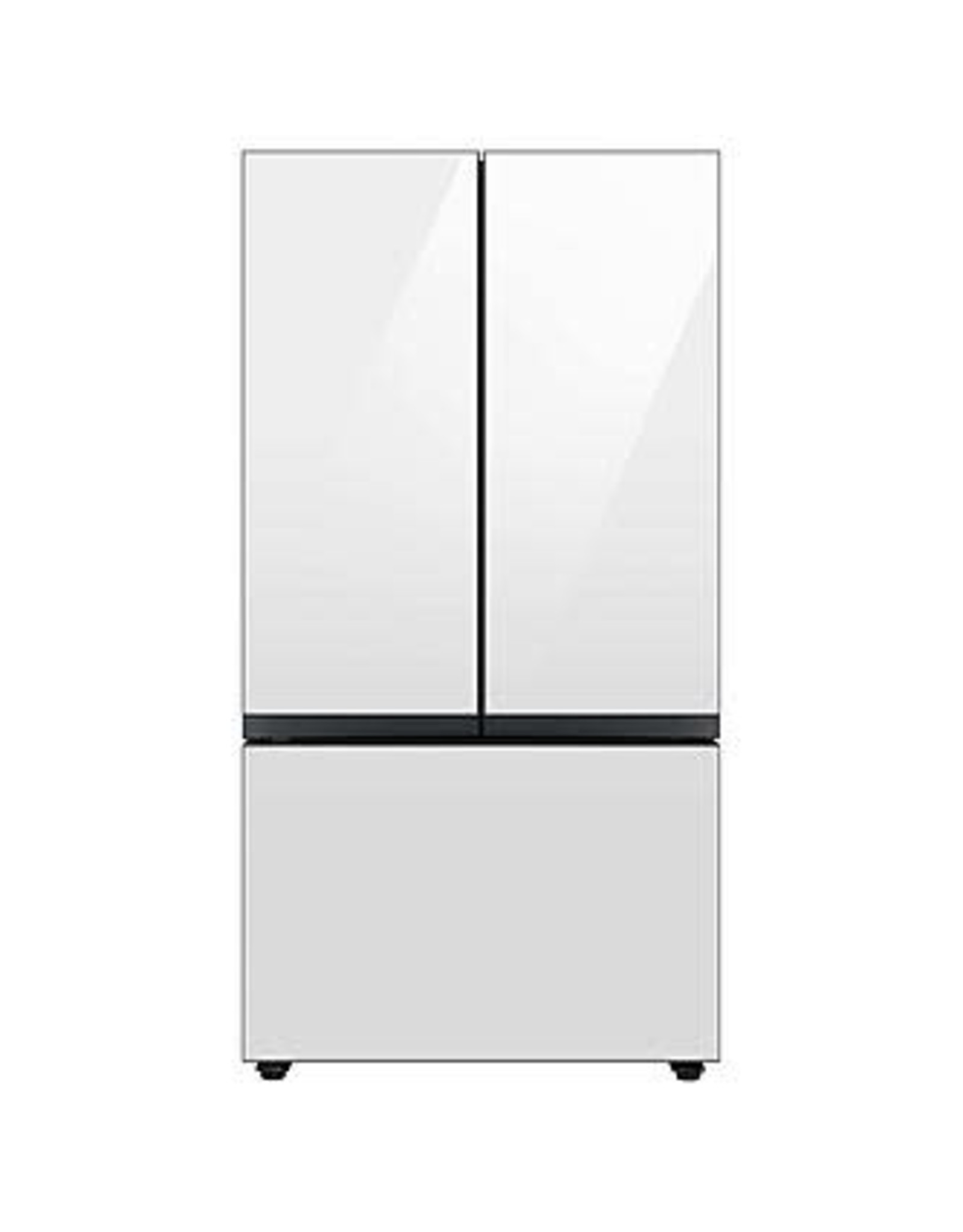 SAMSUNG Bespoke 30 cu. ft. 3-Door French Door Smart Refrigerator with Beverage Center in White Glass, Standard Depth