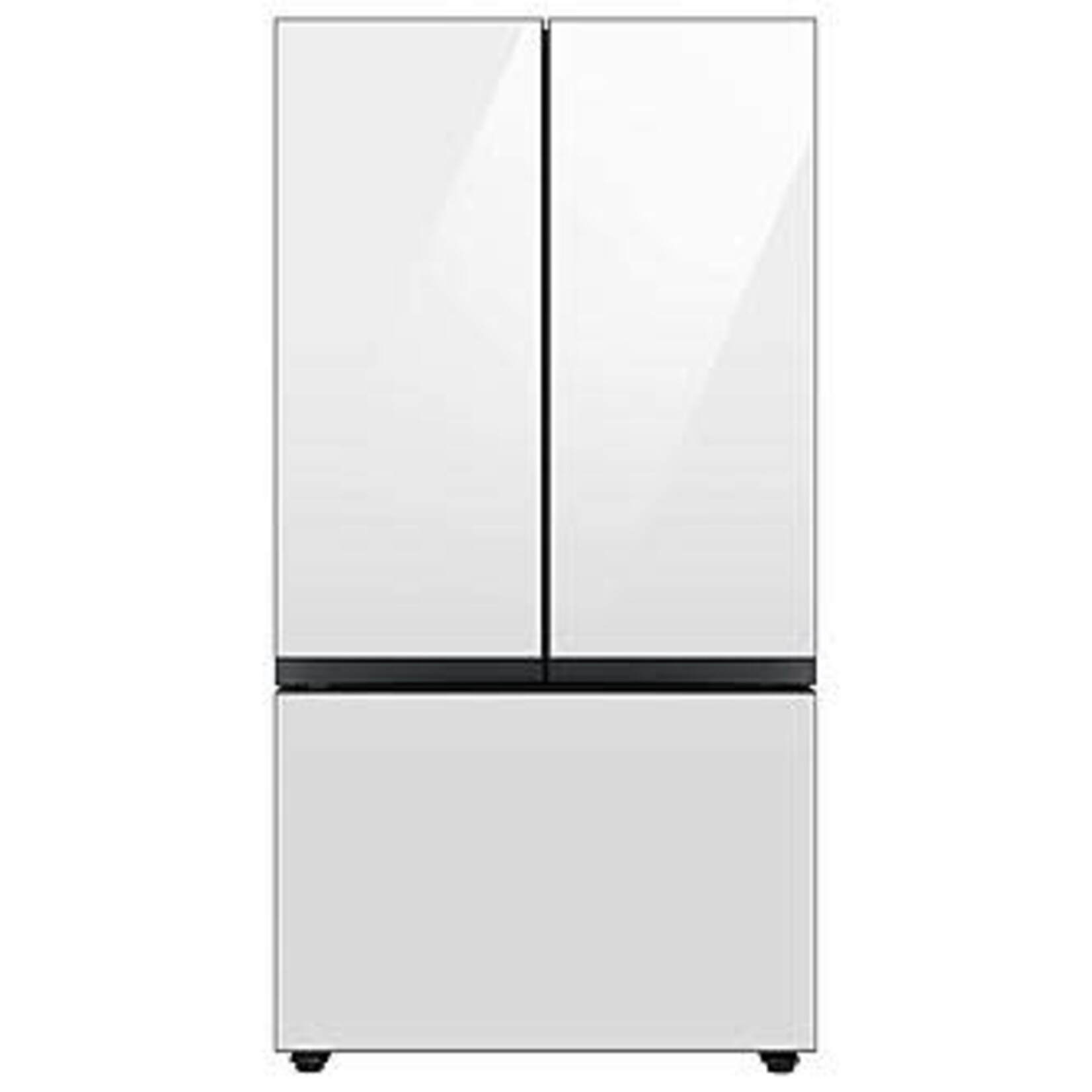SAMSUNG #*RF30BB660012 Bespoke 30 cu. ft. 3-Door French Door Smart Refrigerator with Beverage Center in White Glass, Standard Depth