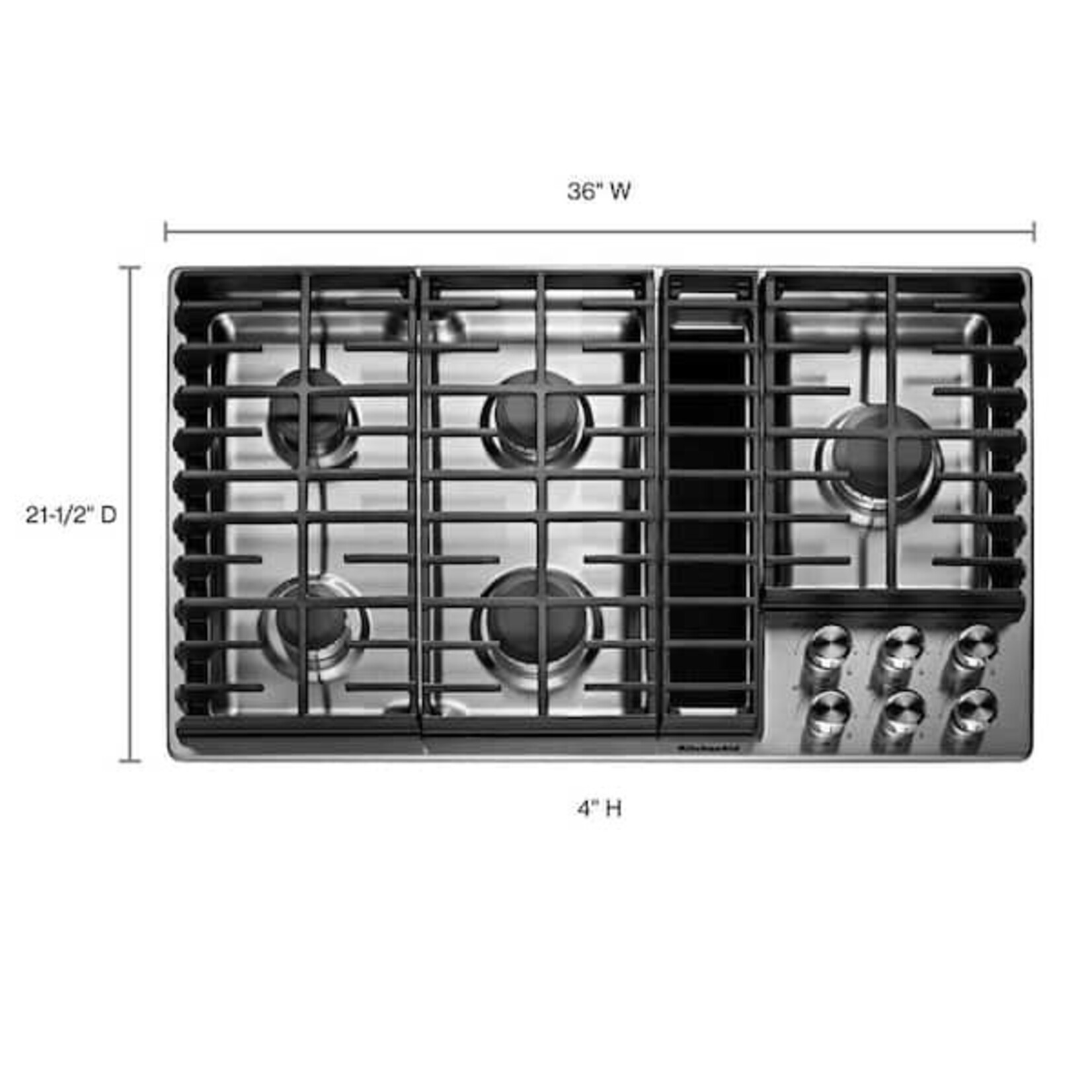 KitchenAid #KCGD506GSS 36 in. Gas Downdraft Cooktop in Stainless Steel with 5 Burners