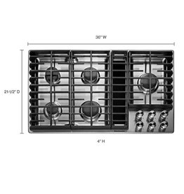 KCGD506GSS 36 in. Gas Downdraft Cooktop in Stainless Steel with 5 Burners