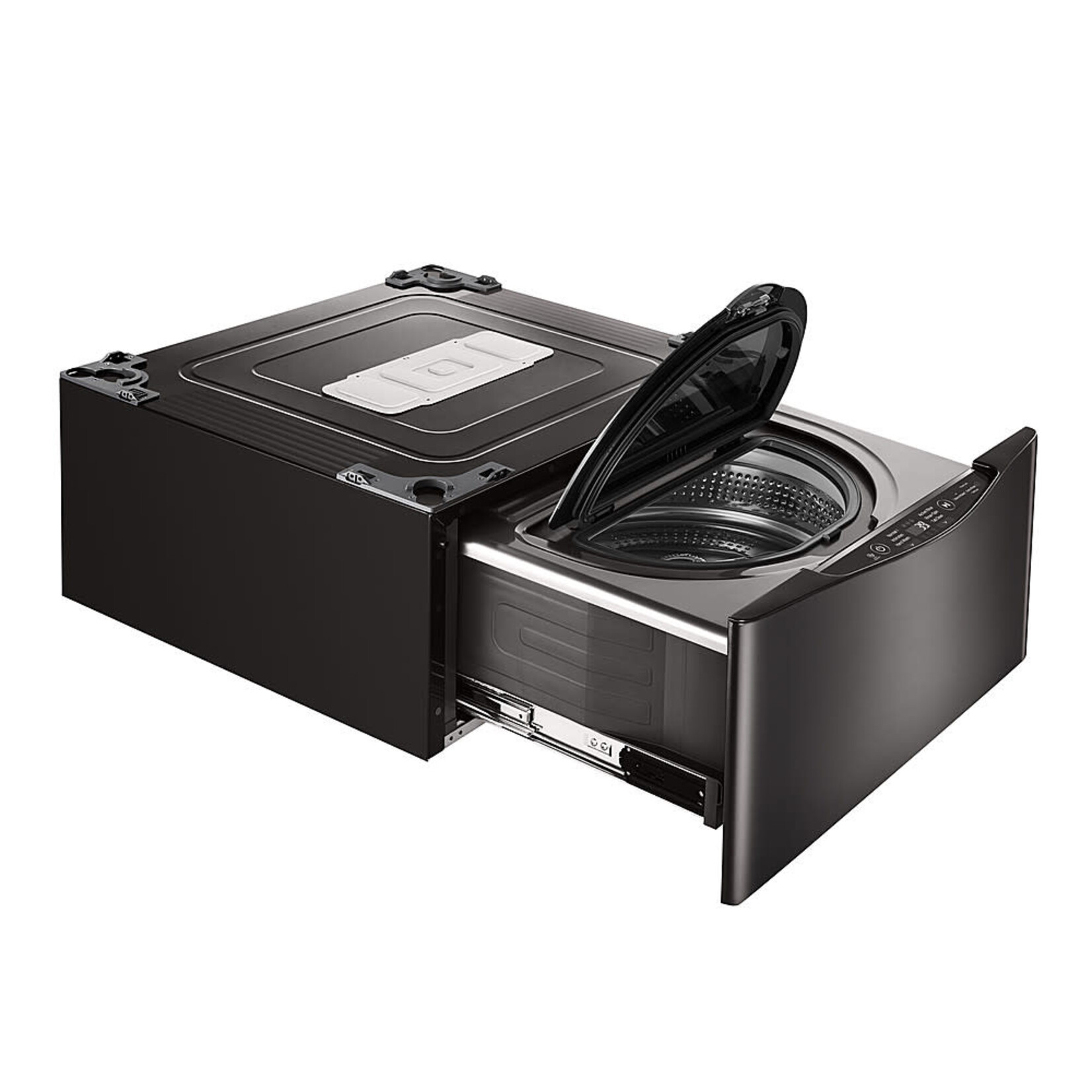 LG Electronics #WD100CB 27 in. 1.0 cu. ft. SideKick Pedestal Washer with TWINWash System Compatibility in Black Steel