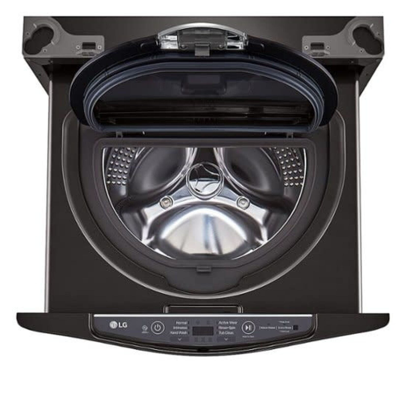 LG Electronics #WD100CB 27 in. 1.0 cu. ft. SideKick Pedestal Washer with TWINWash System Compatibility in Black Steel