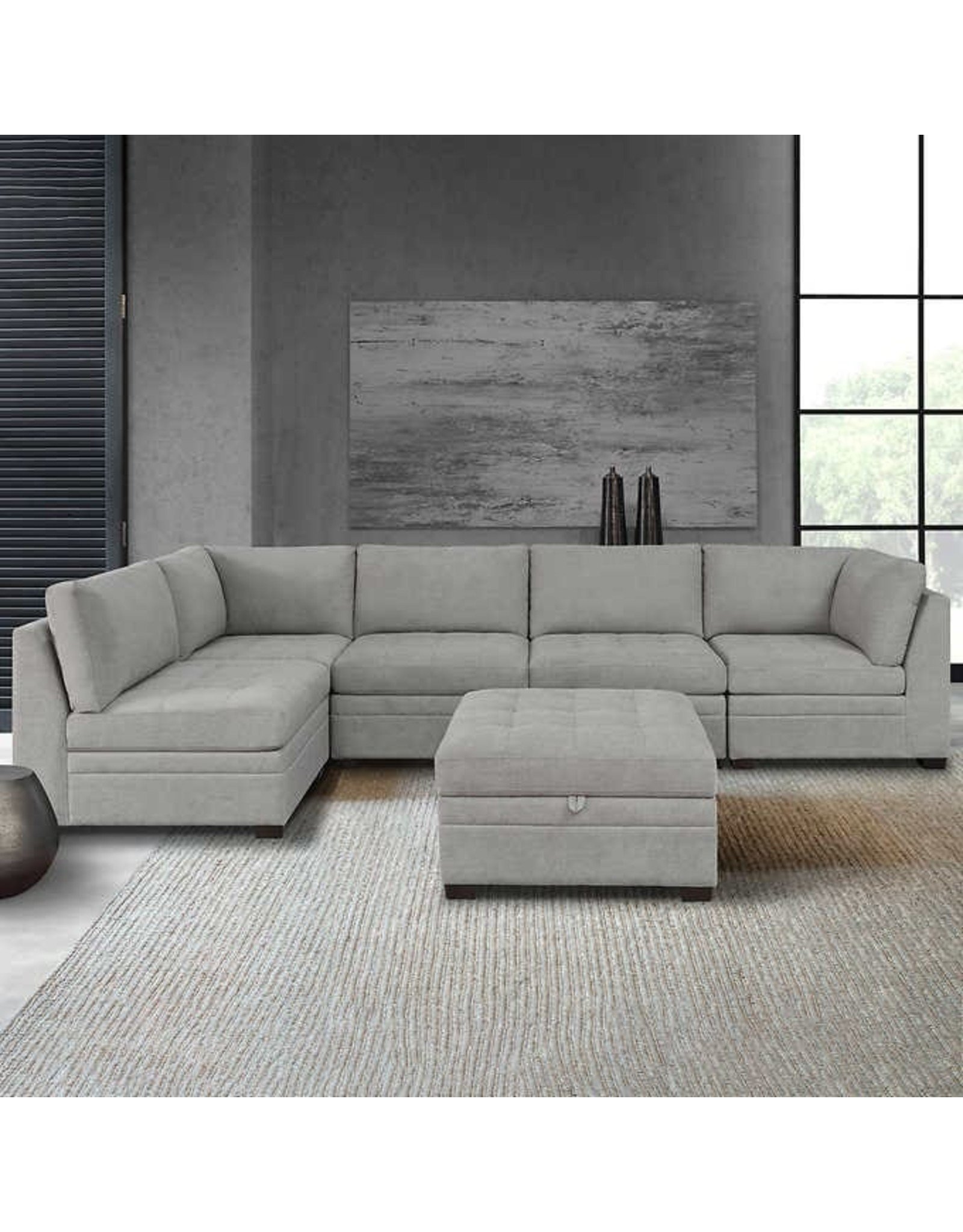 Thomasville Thomasville Tisdale Fabric Sectional with Storage Ottoman
