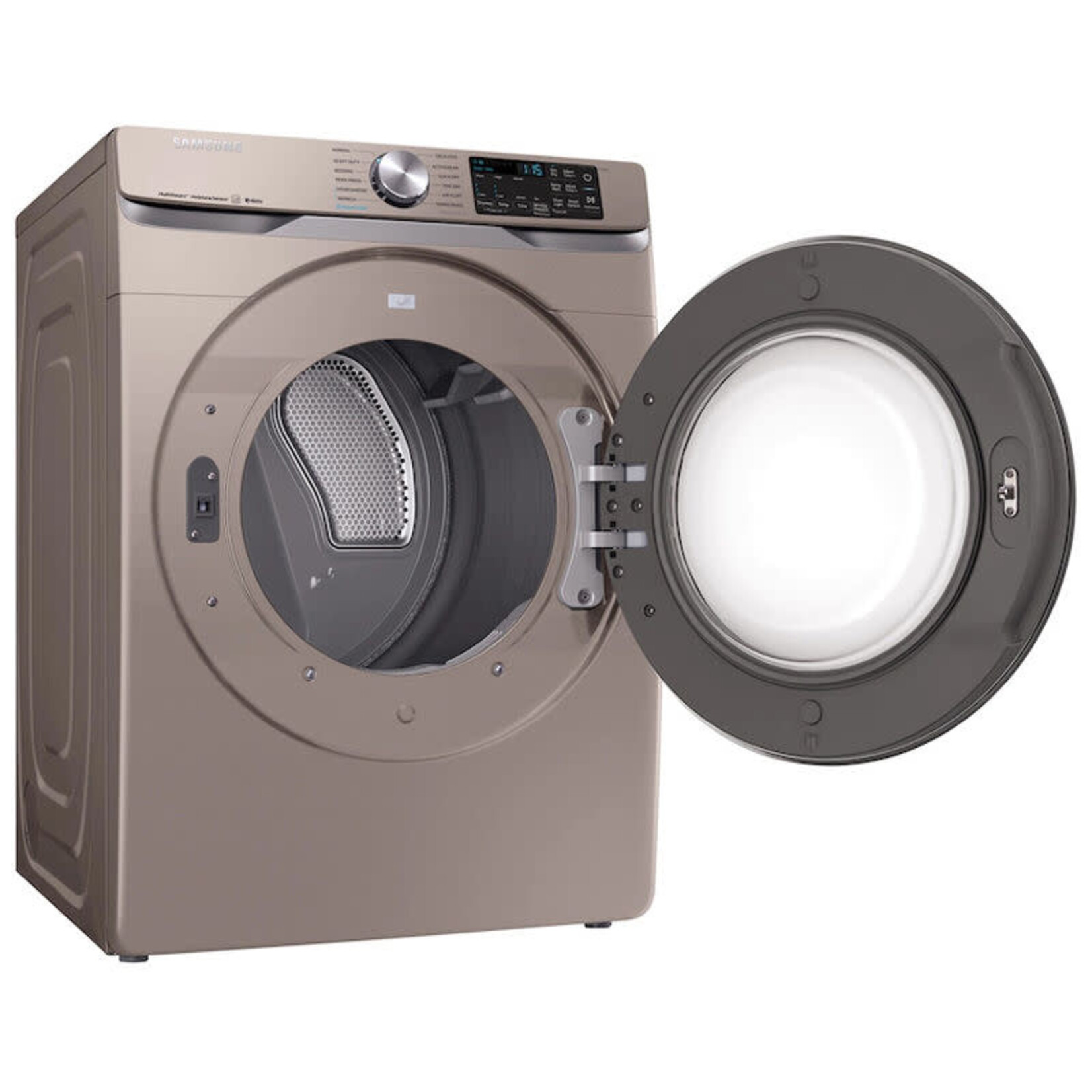 SAMSUNG DVE45B6300C 27 Inch Electric Smart Dryer with 7.5 Cu.Ft. Capacity, Steam Sanitize+, Sensor Dry, Wi-Fi Connectivity, 21 Dry Cycles, 10 Dry Options, 5 Temperature Settings, Interior Drum Light, Reversible Door, Lint Filter Indicator, 4 Way Venting, and ADA