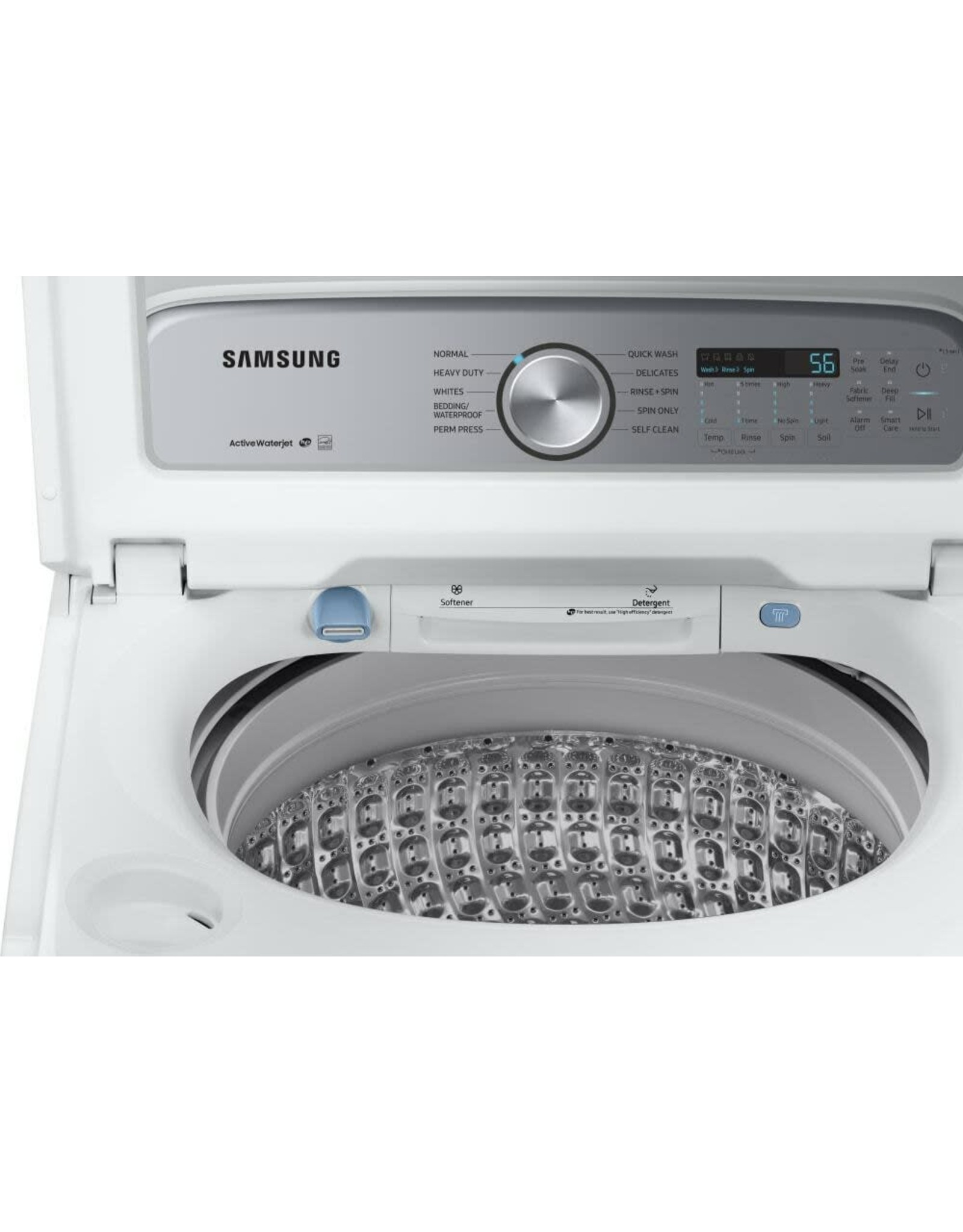 SAMSUNG C/R WA50R5200AW 5.0 cu. ft. Hi-Efficiency White Top Load Washing Machine with Active Water Jet, ENERGY STAR