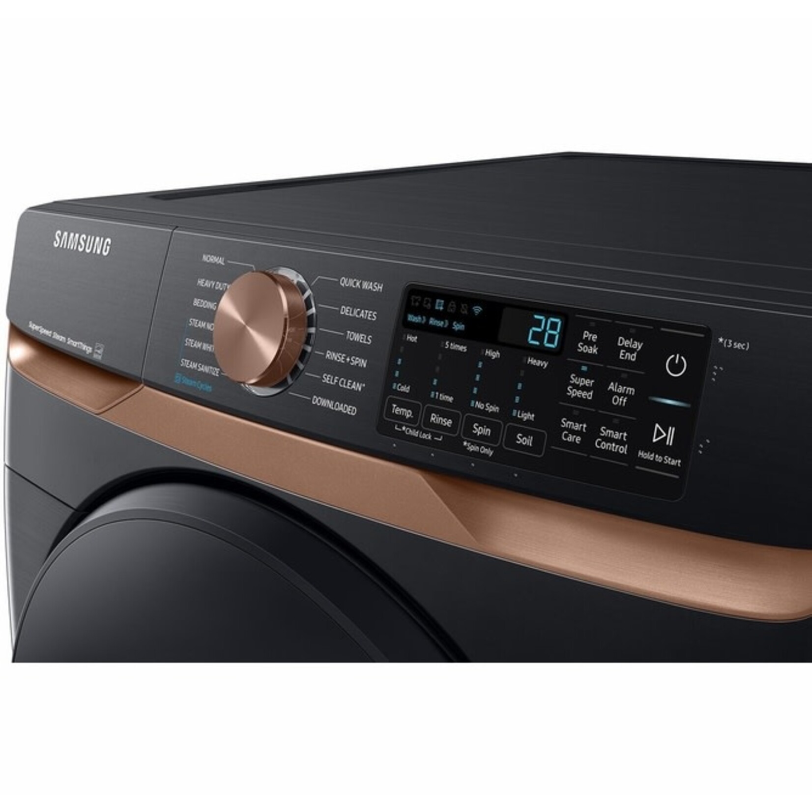 SAMSUNG #*WF50BG8300AV  5 cu. ft. Extra Large Capacity Smart Front Load Washer in Brushed Black with Super Speed Wash and Steam
