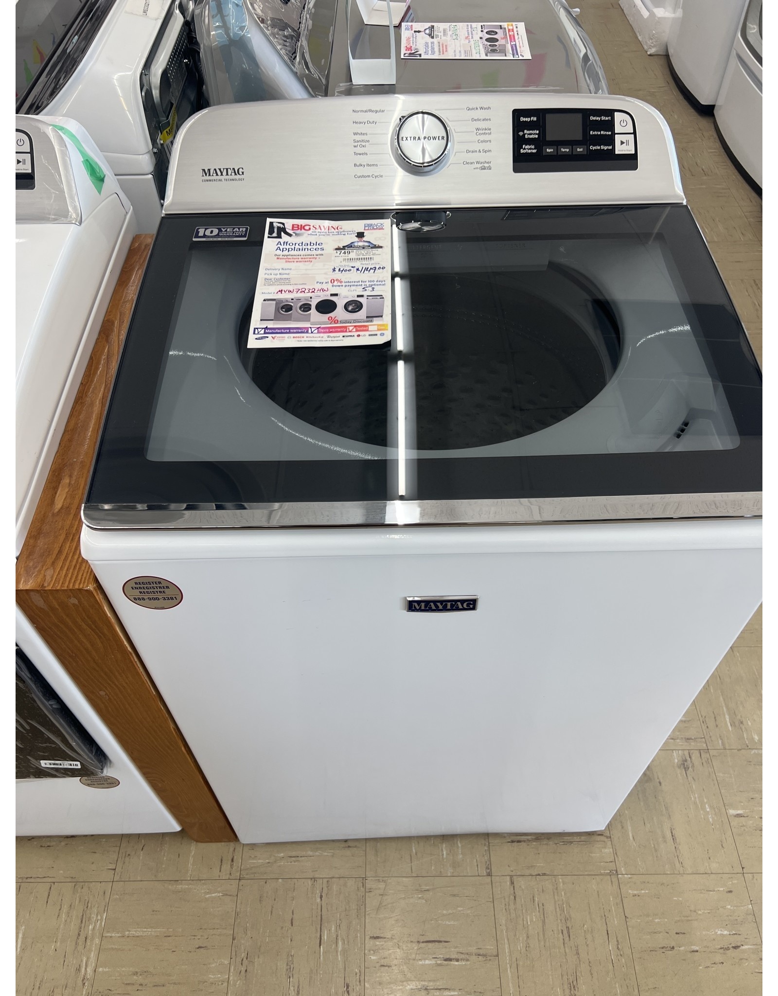 MAYTAG MVW7232HW Maytag 5.3 cu. ft. Smart Capable White Top Load Washing  Machine with Extra Power Button, ENERGY STAR