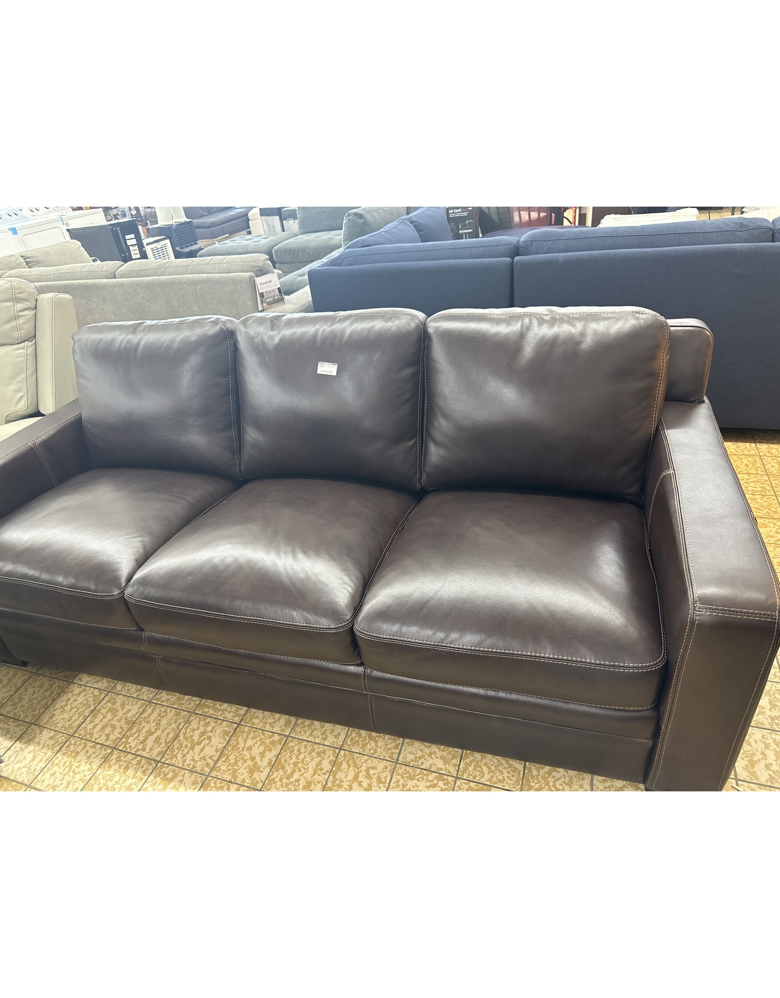 Chanton Leather Sofa brown color 3 seats