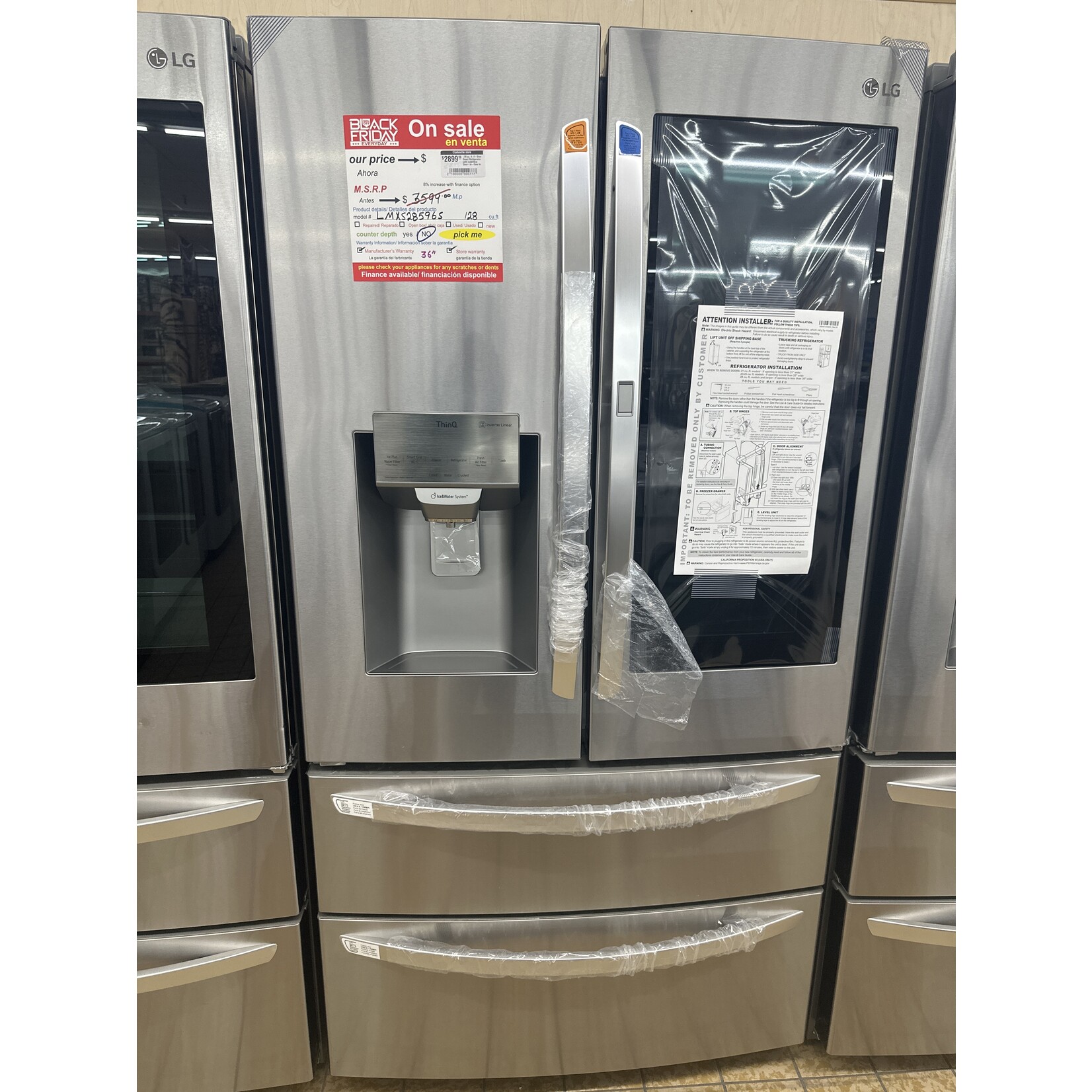 LG Electronics #LMXS28596S LG 28 cu. ft. 4-Door Smart Refrigerator with InstaView Door-in-Door in Stainless Steel
