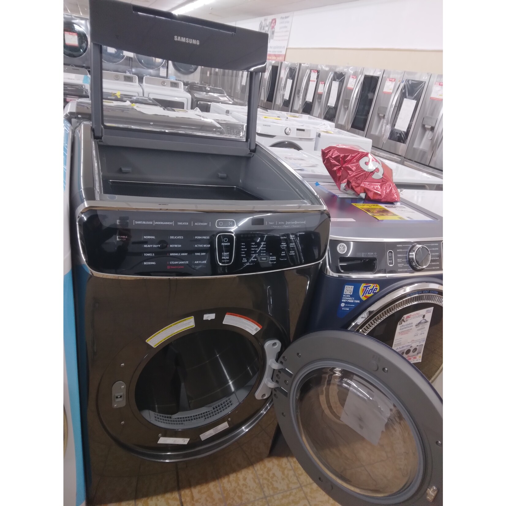 SAMSUNG #DVE60M9900V - Samsung 7.5 cf electric dryer w/ Multi-Steam (Black Stainless)