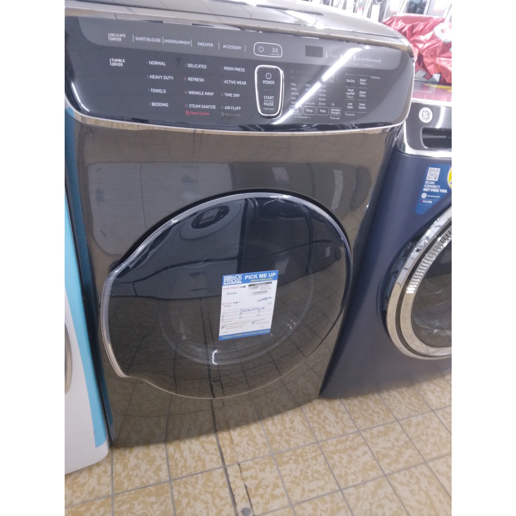 SAMSUNG #DVE60M9900V - Samsung 7.5 cf electric dryer w/ Multi-Steam (Black Stainless)
