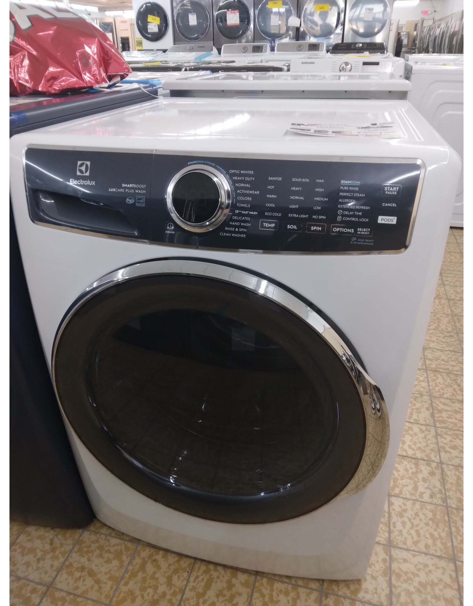 Electrolux ELFW7637AW 27 in. W 4.5 cu. ft. Front Load Washer with SmartBoost, LuxCare Plus Wash System, Perfect Steam, ENERGY STAR in White
