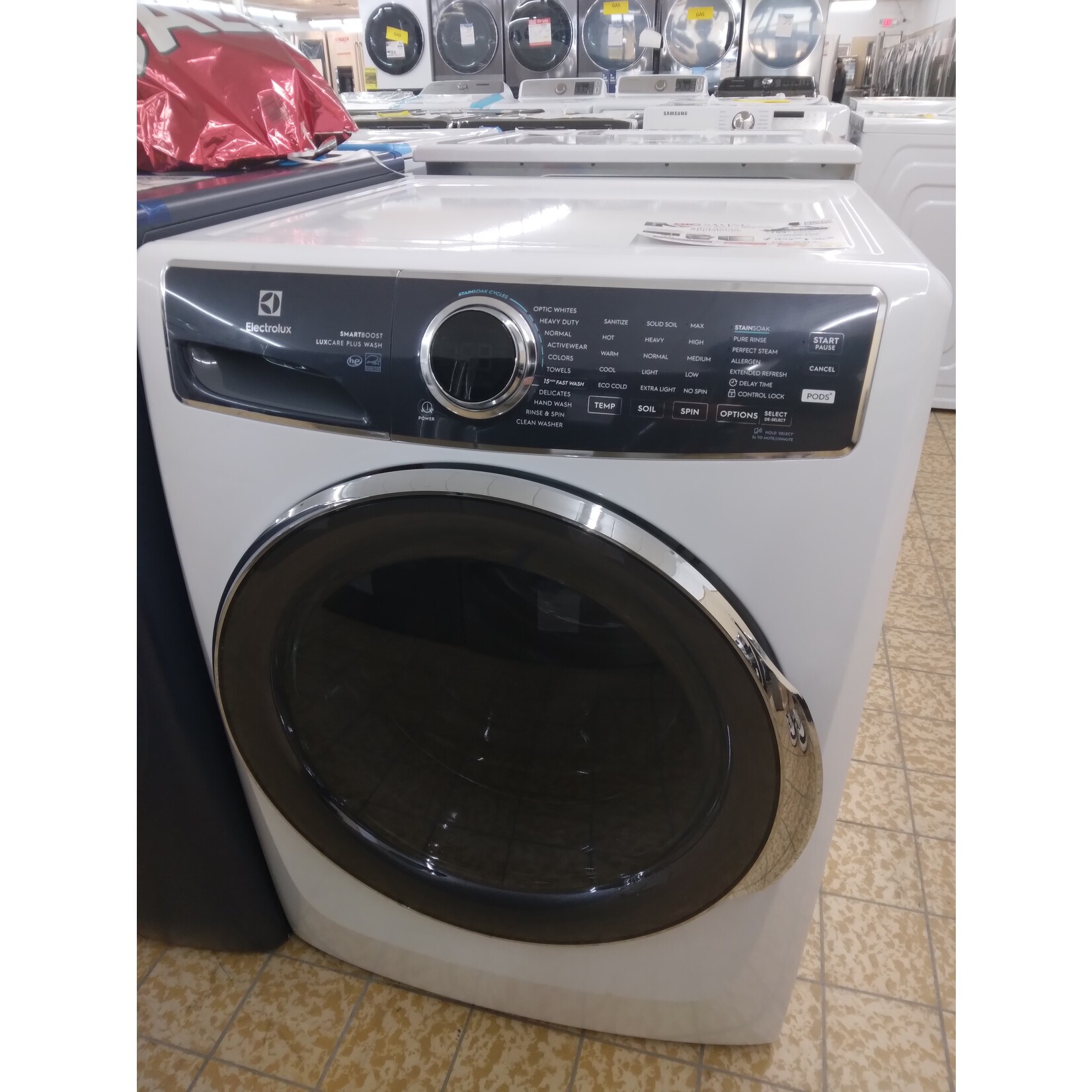 Electrolux #ELFW7637AW 27 in. W 4.5 cu. ft. Front Load Washer with SmartBoost, LuxCare Plus Wash System, Perfect Steam, ENERGY STAR in White