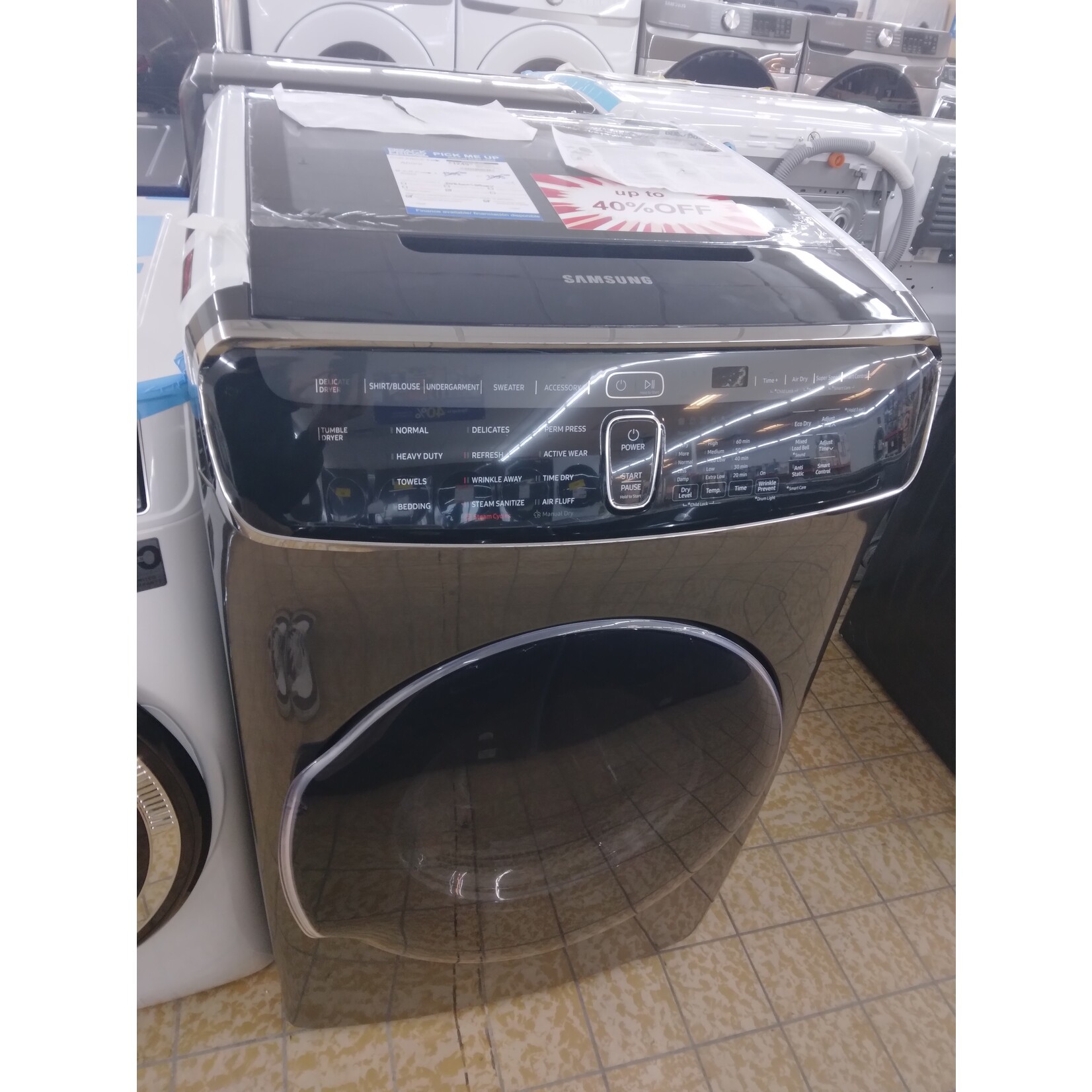 SAMSUNG *DVE60M9900V Samsung 7.5 cf electric dryer w/ Multi-Steam (Black Stainless)
