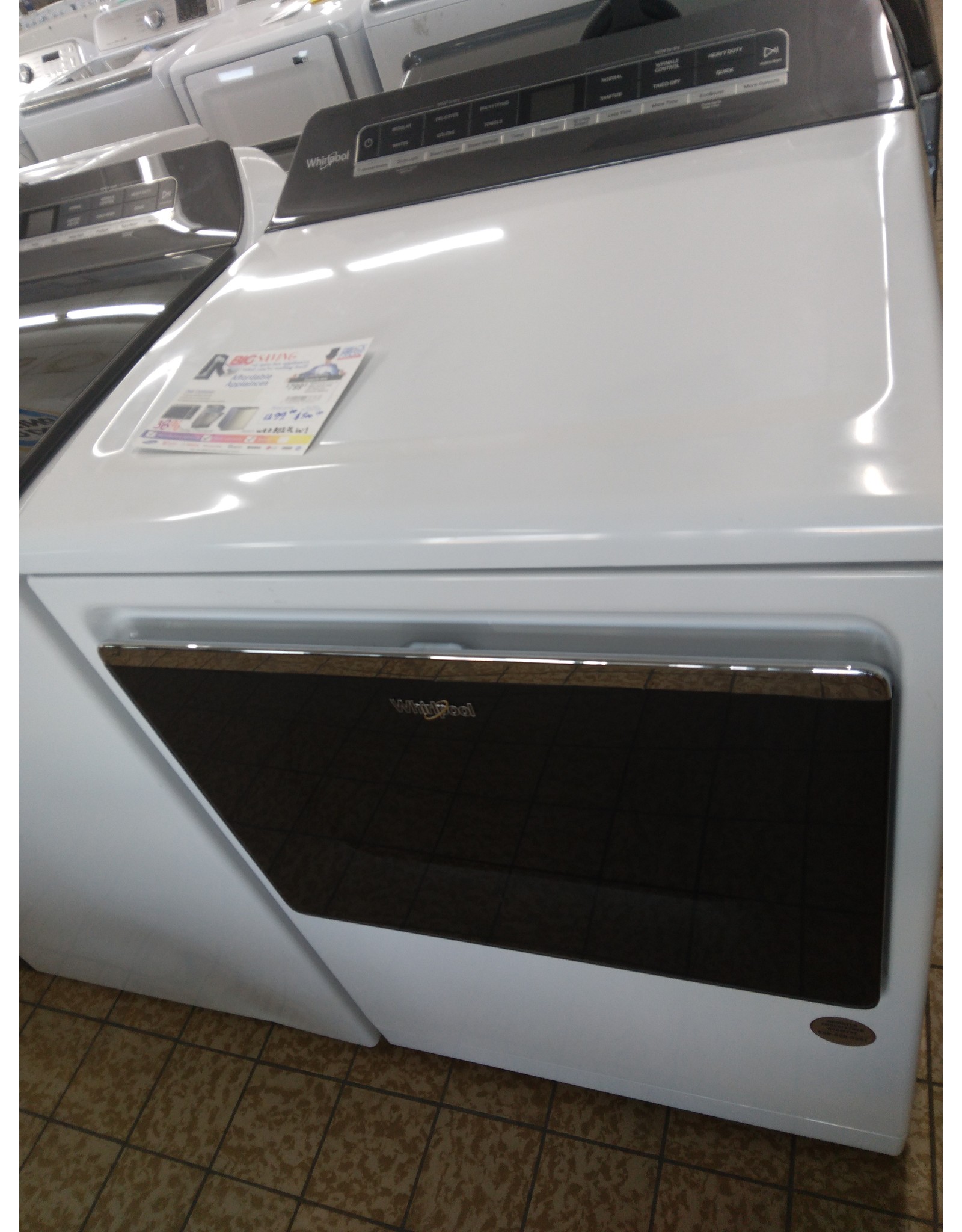 WHIRLPOOL WED8127LW 7.4 cu. ft. White Electric Dryer with Steam and Advanced Moisture Sensing Technology, ENERGY STAR