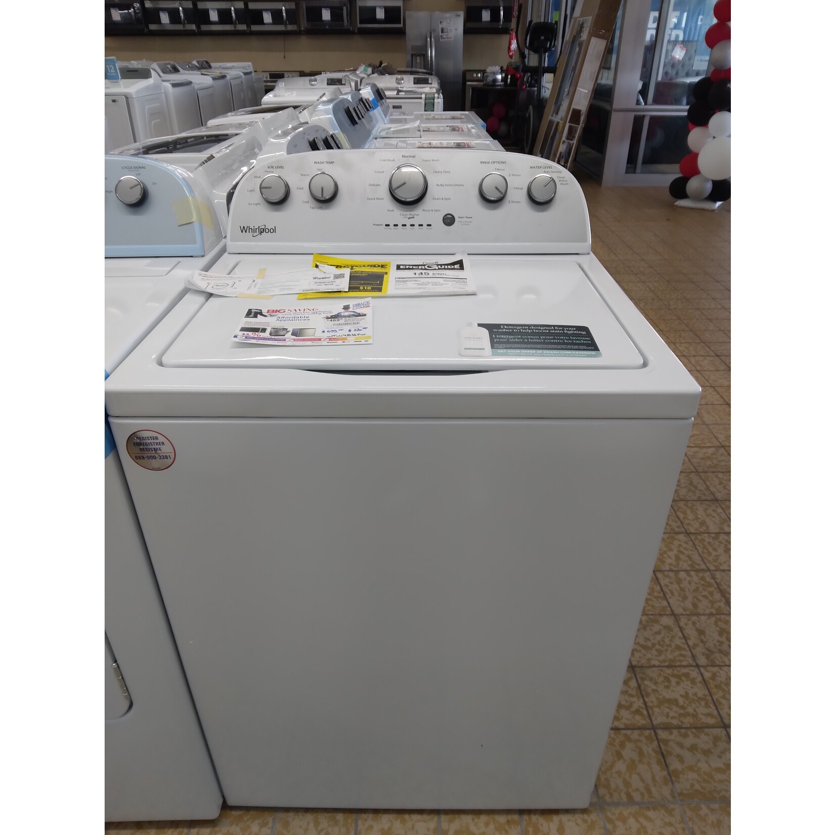 Whirlpool *USED 15 DAYS WARRANTY WTW4816FW Whirlpool 3.5-cu ft High Efficiency Agitator Top-Load Washer (White)