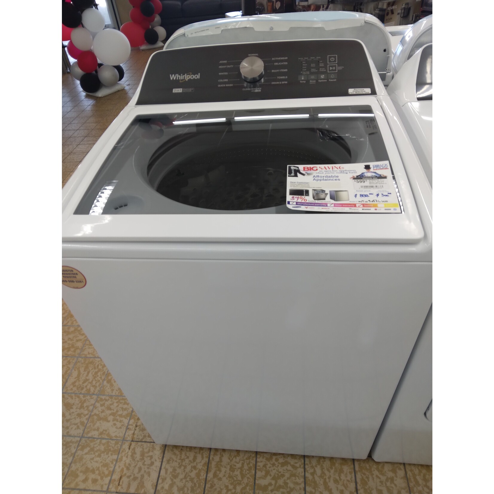 Whirlpool #*WTW5057LW  - Whirlpool 4.7 / 4.8 cu. ft. Top Load Washer with 2 in 1 Removable Agitator in White